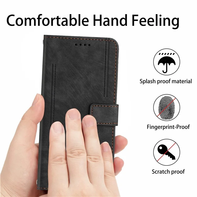 Per TECNO Camon 30 Premier 5G CL9 Case Lines Imprinted Leather Phone Protective Cover - Nero