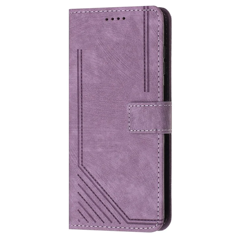 For TECNO Camon 30 Premier 5G CL9 Case Lines Imprinted Leather Phone Protective Cover - Purple