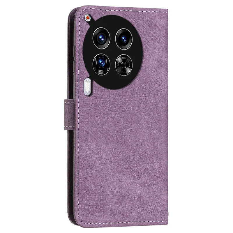 For TECNO Camon 30 Premier 5G CL9 Case Lines Imprinted Leather Phone Protective Cover - Purple