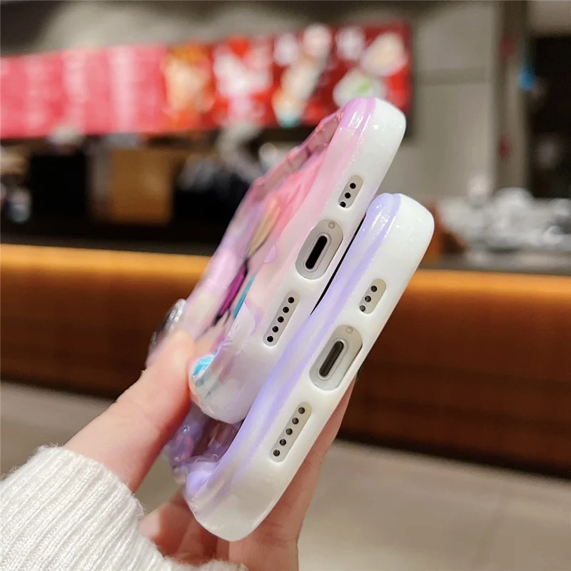 غطاء خلفي لهاتف iPhone 14 من مادة TPU لينة مع طباعة تصميم - فراشة بنفسجية