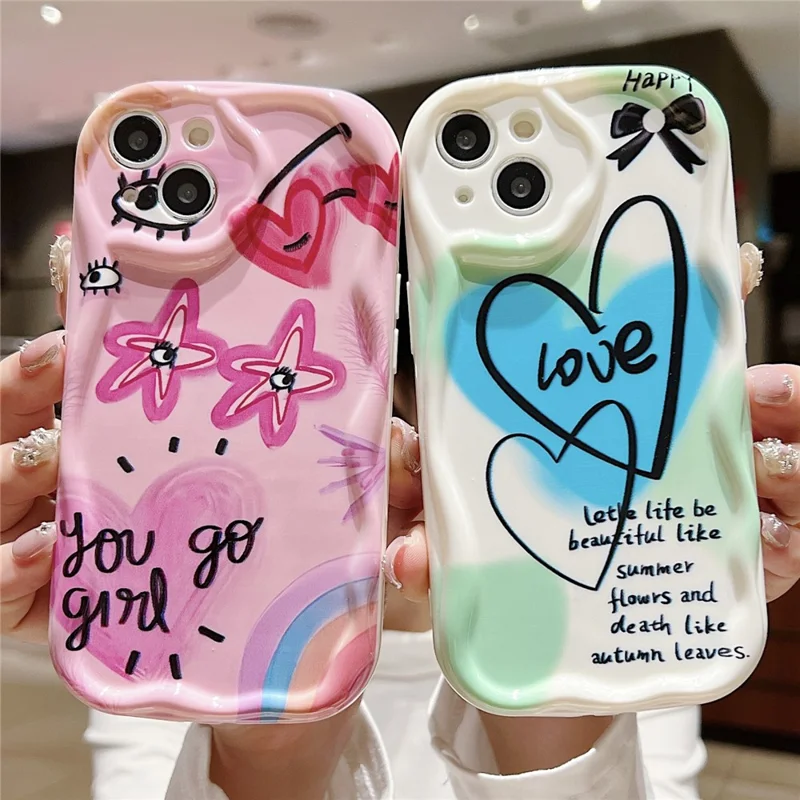 For iPhone 14 Back Case Soft TPU Pattern Printing Back Phone Cover - Eye Graffiti