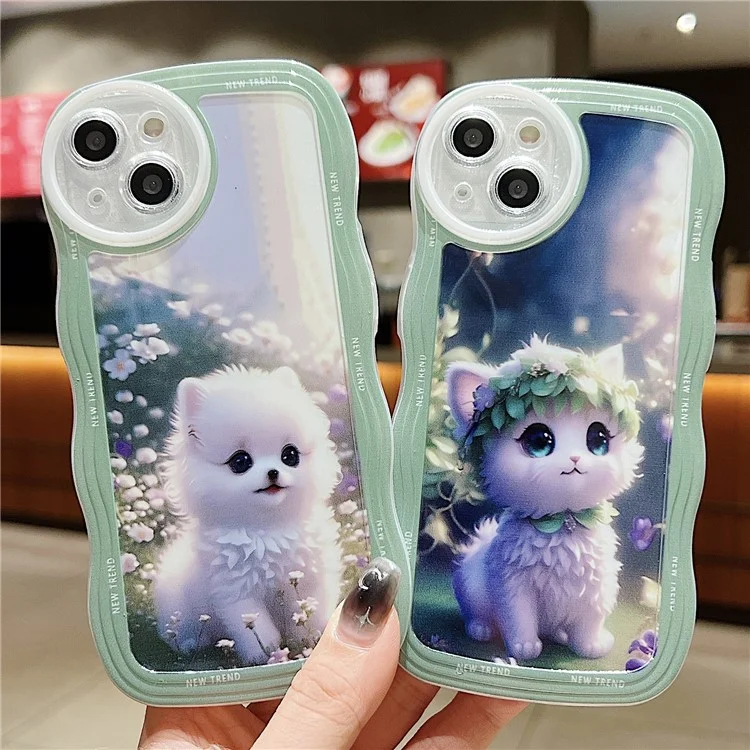 Für iPhone 13 Case Wave Shape Edge Anti-Scratch Phone Protector - Hund