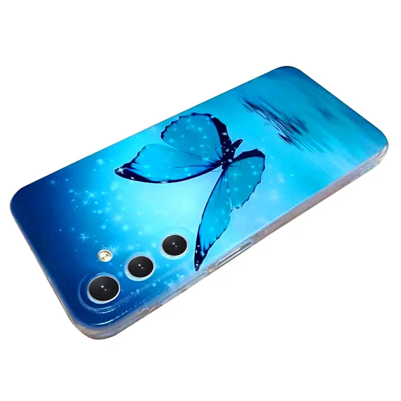 For Samsung Galaxy S24+ Case Soft TPU Pattern Printed Phone Cover - Blue Butterfly