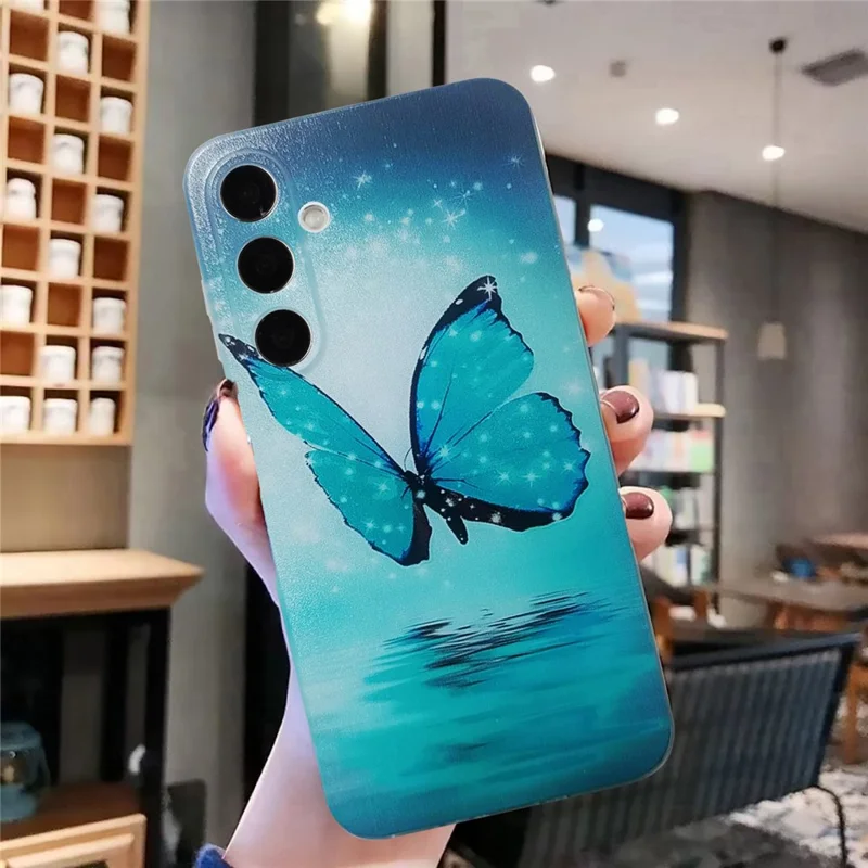 For Samsung Galaxy S24+ Case Soft TPU Pattern Printed Phone Cover - Blue Butterfly