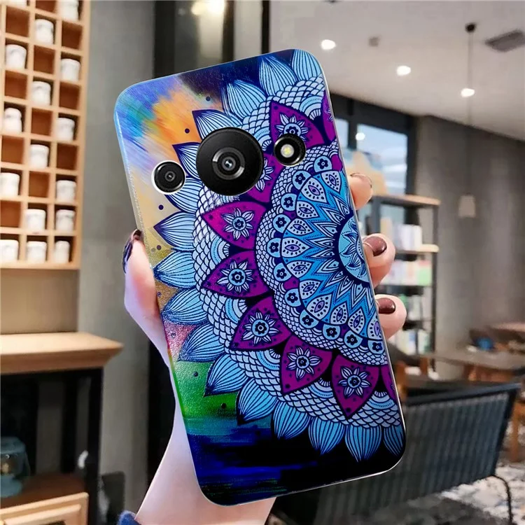 Für Xiaomi Redmi A3 4G / Poco C61 4G Handyhülle Muster Bedrucken Soft TPU Rückseite - Mandala Blume
