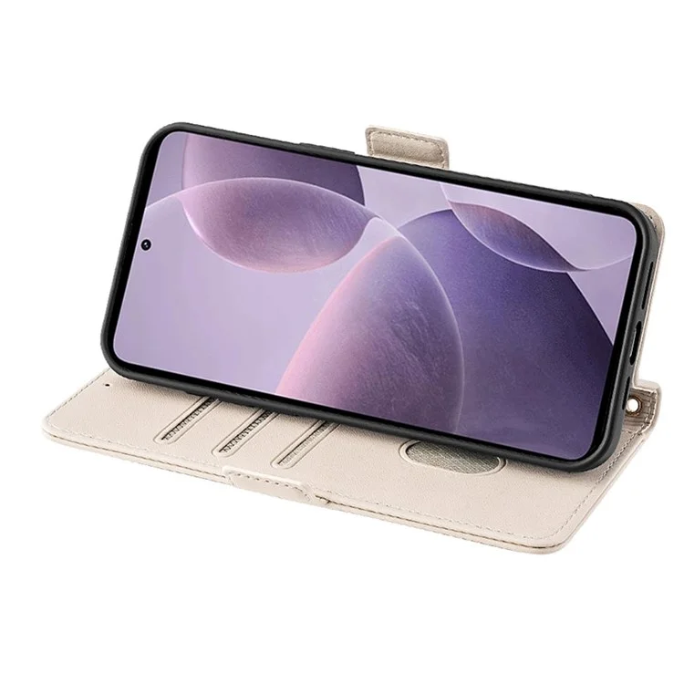 Per Xiaomi Redmi A3 / Poco C61 4G Custodia in Pelle RFID Blocking Portafoglio Cover per Telefono con Tracolla - Bianco