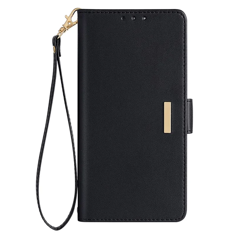 For Xiaomi Redmi A3 / Poco C61 4G Leather Case RFID Blocking Wallet Phone Cover with Crossbody Strap - Black