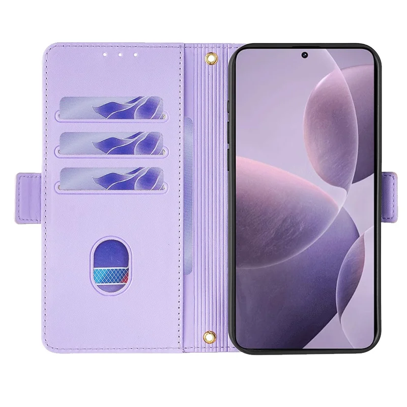 For Xiaomi Redmi A3 / Poco C61 4G Leather Case RFID Blocking Wallet Phone Cover with Crossbody Strap - Purple