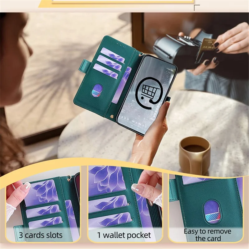 For Xiaomi Redmi Note 13R Pro 5G Wallet Case RFID Blocking Leather Flip Phone Cover - Green