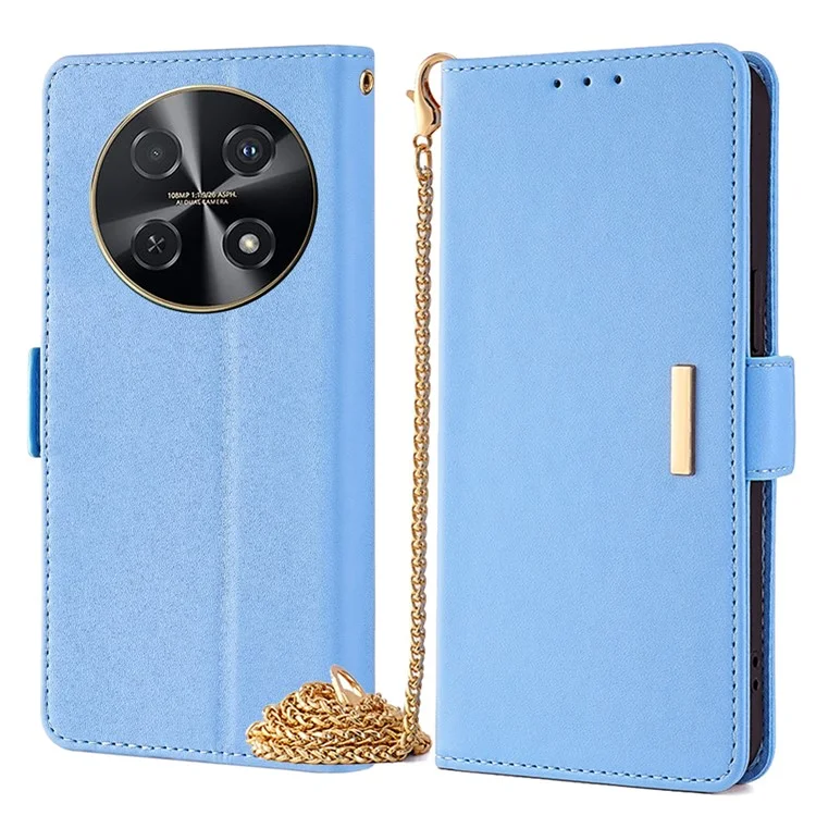 Para Huawei nova 12i 4G Capa de Telefone Carteira RFID Blocking Crossbody Leather Stand Cover - Azul