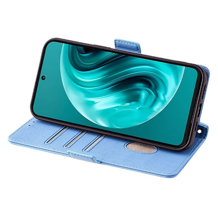 Para Huawei nova 12i 4G Capa de Telefone Carteira RFID Blocking Crossbody Leather Stand Cover - Azul