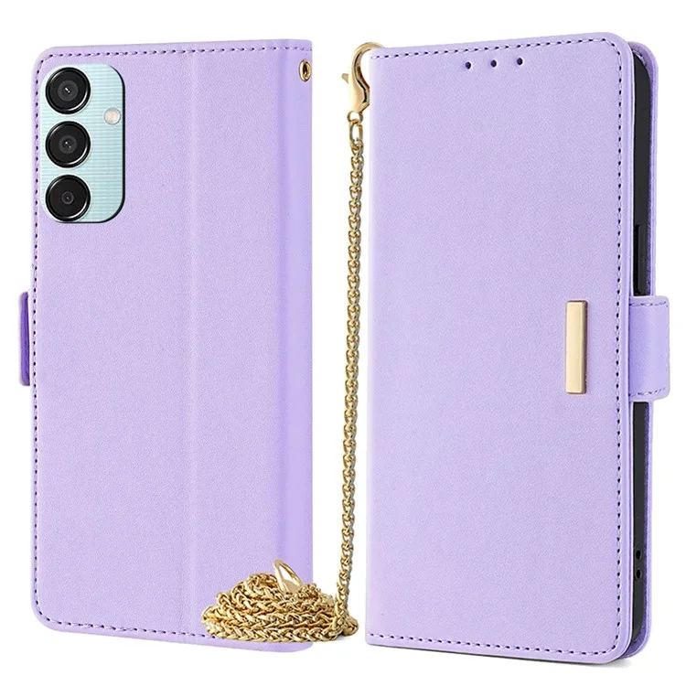 Funda cartera con correa cruzada y bloqueo RFID de piel sintética para Samsung Galaxy M15 5G - Púrpura