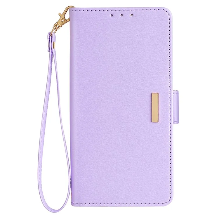 Funda cartera con correa cruzada y bloqueo RFID de piel sintética para Samsung Galaxy M15 5G - Púrpura