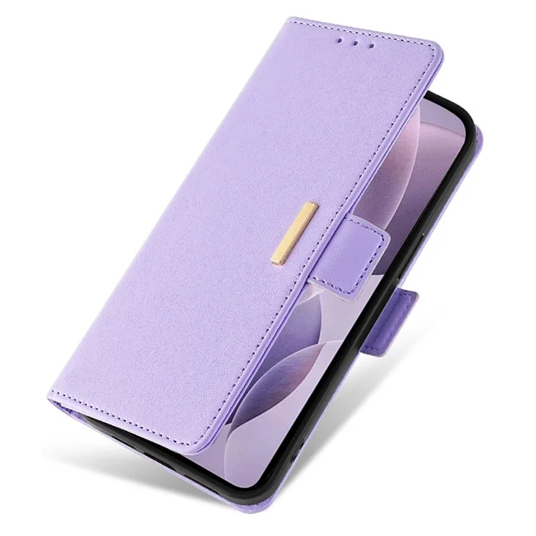 Funda cartera con correa cruzada y bloqueo RFID de piel sintética para Samsung Galaxy M15 5G - Púrpura