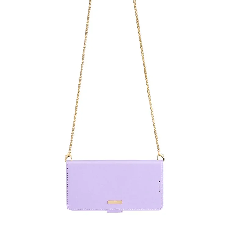 Funda cartera con correa cruzada y bloqueo RFID de piel sintética para Samsung Galaxy M15 5G - Púrpura