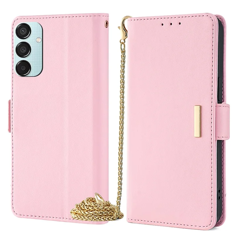 For Samsung Galaxy M15 5G Wallet Case Crossbody RFID Blocking PU Leather Phone Cover - Pink