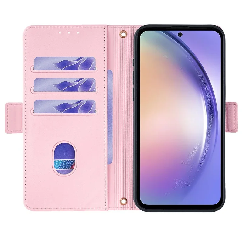 For Samsung Galaxy M15 5G Wallet Case Crossbody RFID Blocking PU Leather Phone Cover - Pink