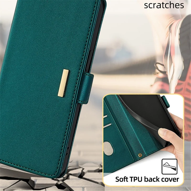 For Samsung Galaxy M15 5G Wallet Case Crossbody RFID Blocking PU Leather Phone Cover - Green