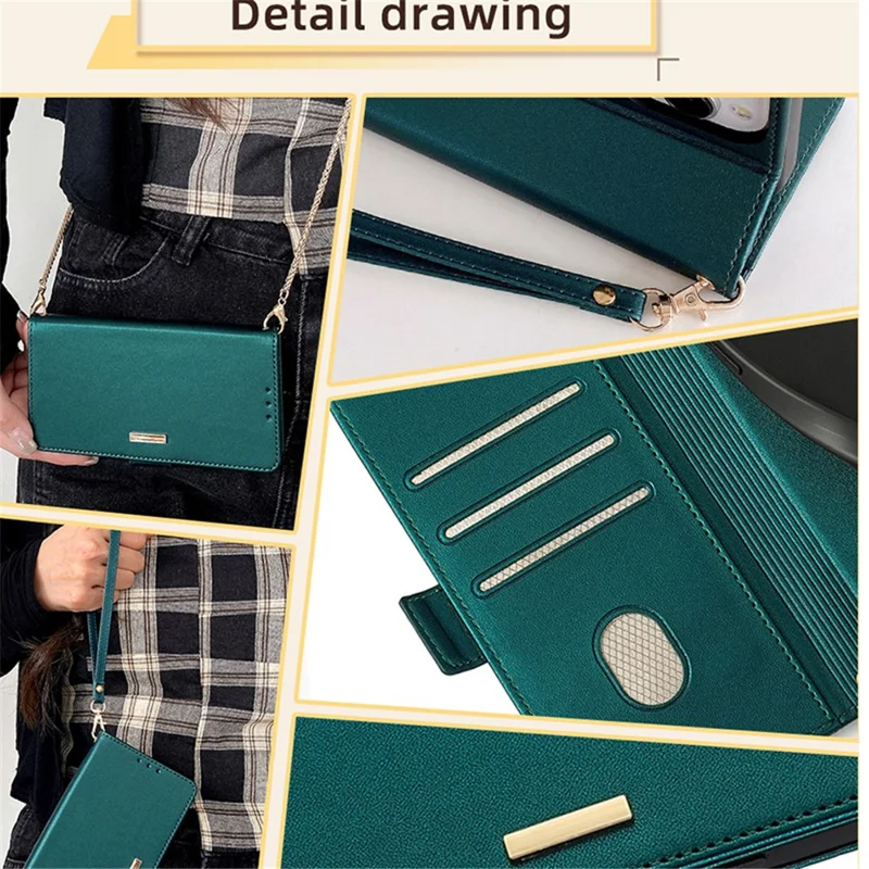 For Samsung Galaxy M15 5G Wallet Case Crossbody RFID Blocking PU Leather Phone Cover - Green