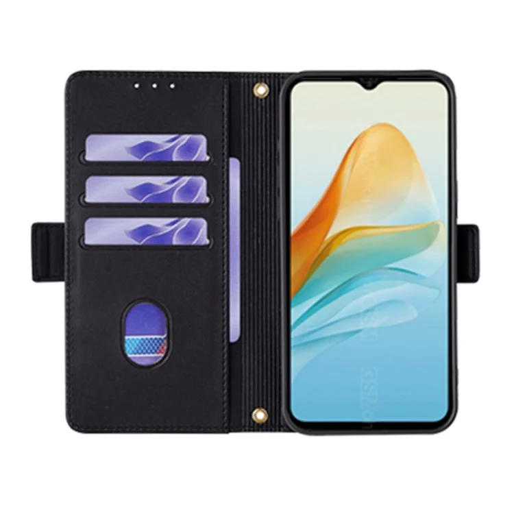 For ZTE Axon 40 Lite Crossbody Leather Case RFID Blocking Wallet Stand Phone Cover - Black