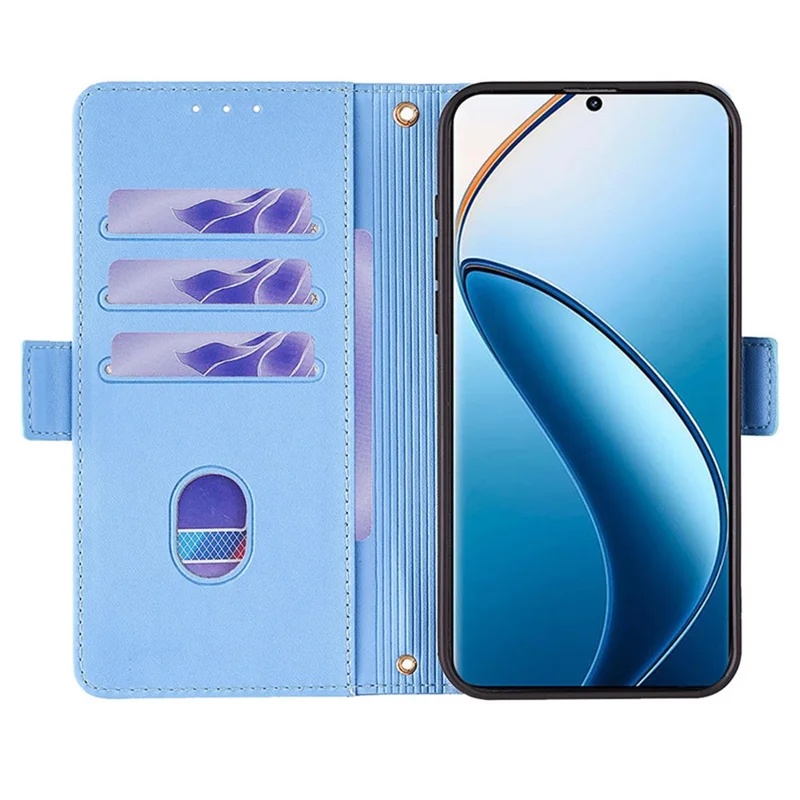 For Realme 12 4G / 12+ 5G Wallet Case RFID Blocking PU Leather Crossbody Phone Cover   - Blue