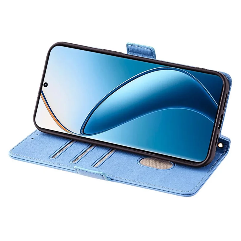 For Realme 12 4G / 12+ 5G Wallet Case RFID Blocking PU Leather Crossbody Phone Cover   - Blue