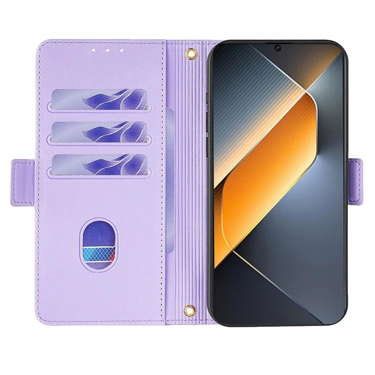 For TECNO Pova 6 Pro 5G Leather Phone Case with RFID Blocking Wallet and Straps - Purple