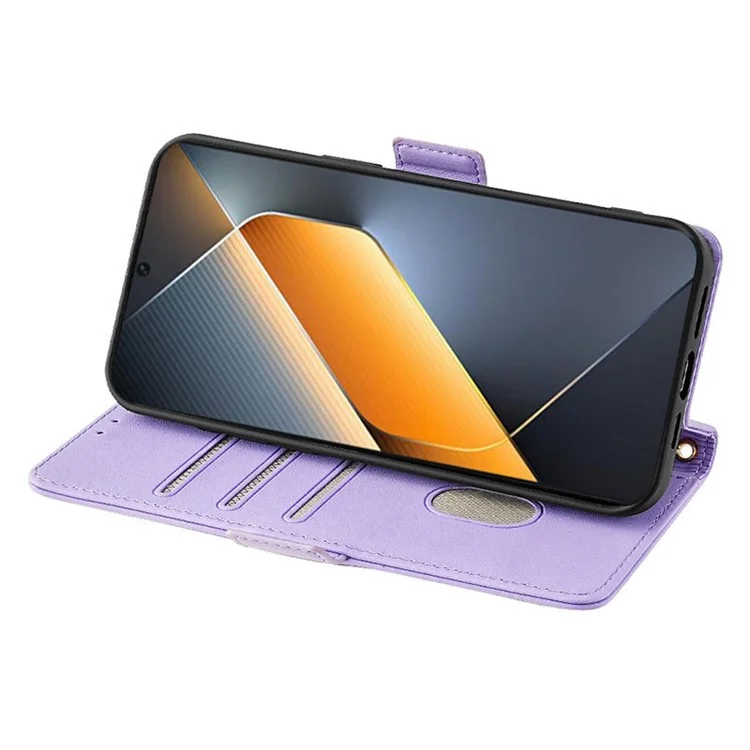 For TECNO Pova 6 Pro 5G Leather Phone Case with RFID Blocking Wallet and Straps - Purple