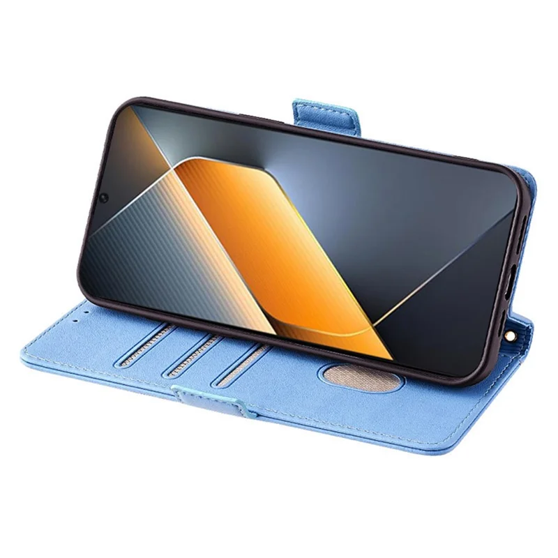 For TECNO Pova 6 Pro 5G Leather Phone Case with RFID Blocking Wallet and Straps - Blue