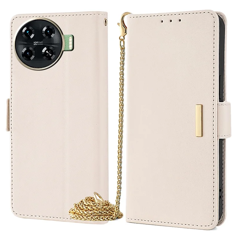 For TECNO Spark 20 Pro+ Phone Bag Crossbody Leather Wallet Case with Wallet Stand - White