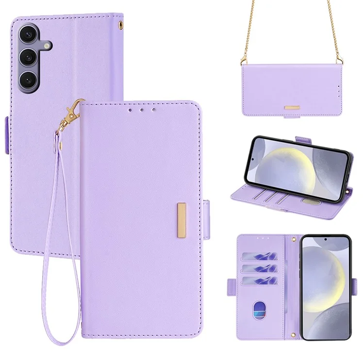 Per Samsung Galaxy S23 FE Case RFID Blocking Crossbody Leather Wallet Stand Phone Cover - Viola
