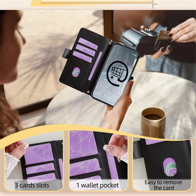 For Xiaomi 14 Pro Case with Golden Chain Shoulder Strap RFID Blocking Leather Phone Cover - Black