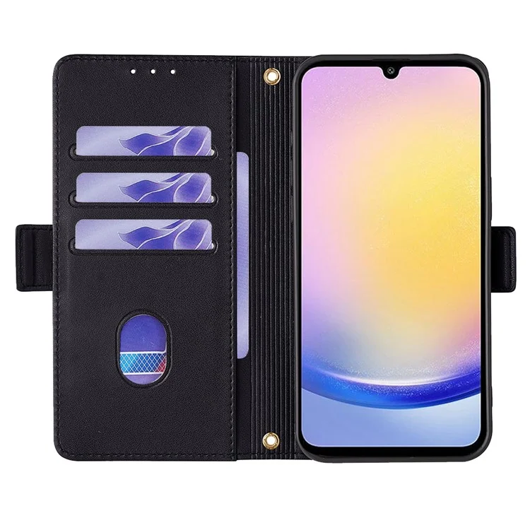 Per Samsung Galaxy A25 5G (globale) (161,0 x 76,5 x 8,3 mm) Custodia RFID Blocking Wallet Leather Cover con 2 cinghie - Nero