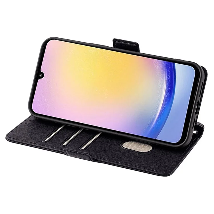 Per Samsung Galaxy A25 5G (globale) (161,0 x 76,5 x 8,3 mm) Custodia RFID Blocking Wallet Leather Cover con 2 cinghie - Nero