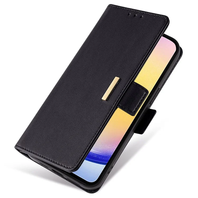 Per Samsung Galaxy A25 5G (globale) (161,0 x 76,5 x 8,3 mm) Custodia RFID Blocking Wallet Leather Cover con 2 cinghie - Nero