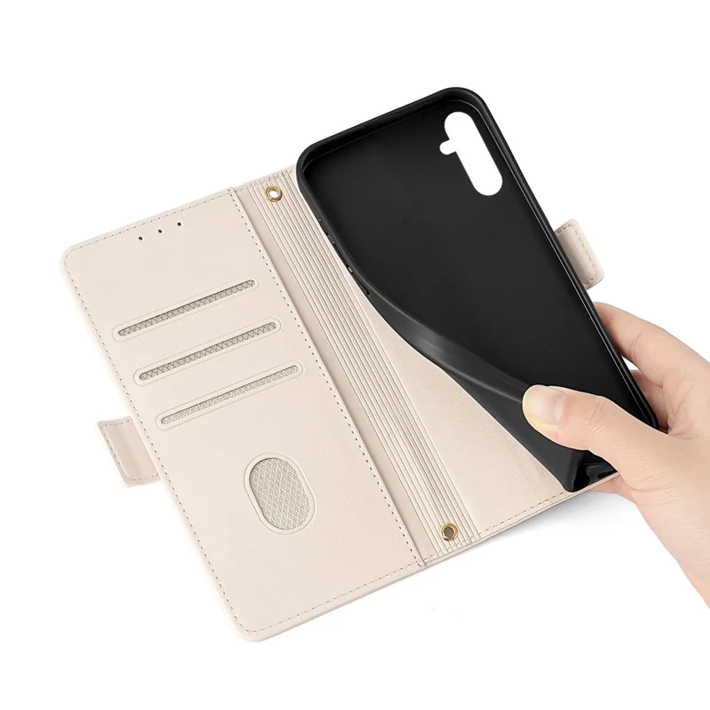 For Samsung Galaxy M34 5G / F34 5G Wallet Case RFID Blocking Leather Phone Cover with 2 Straps - White