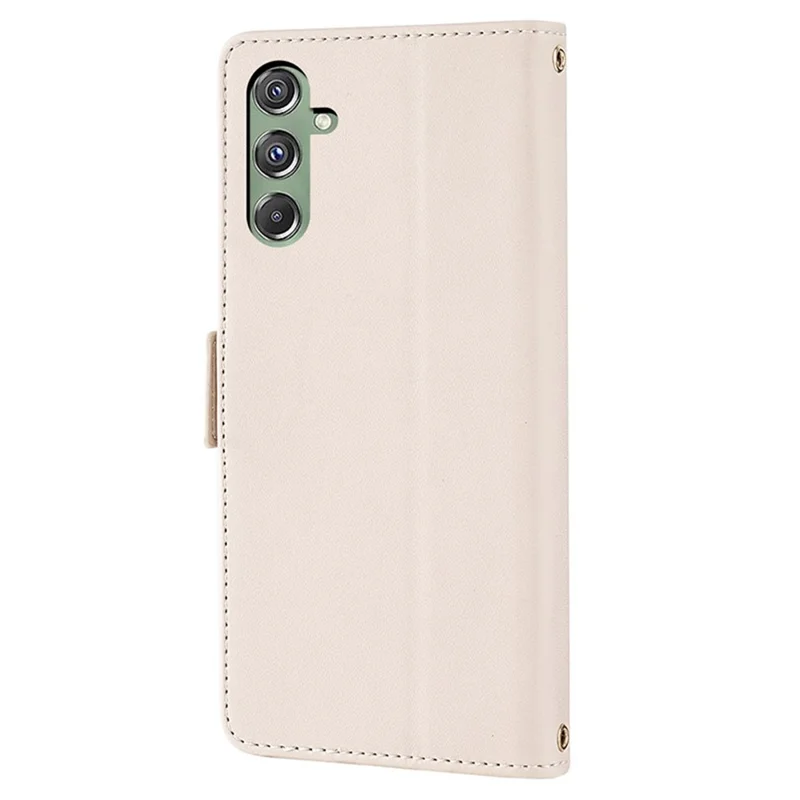 For Samsung Galaxy M34 5G / F34 5G Wallet Case RFID Blocking Leather Phone Cover with 2 Straps - White