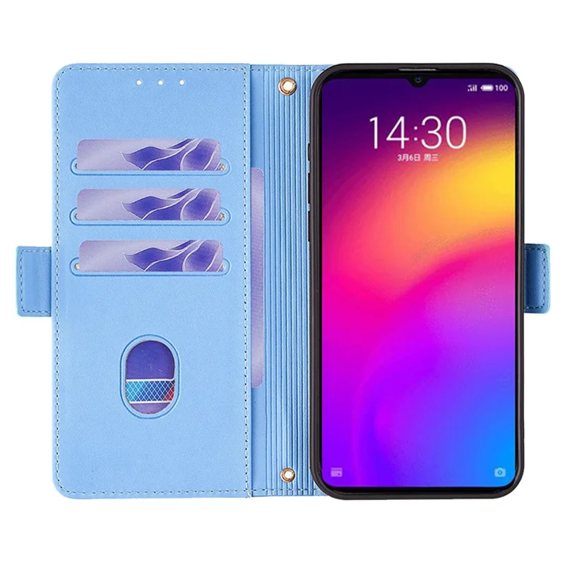 For Meizu Note 9 Case PU Leather Shockproof TPU Shell Wallet Phone Cover RFID Blocking - Blue