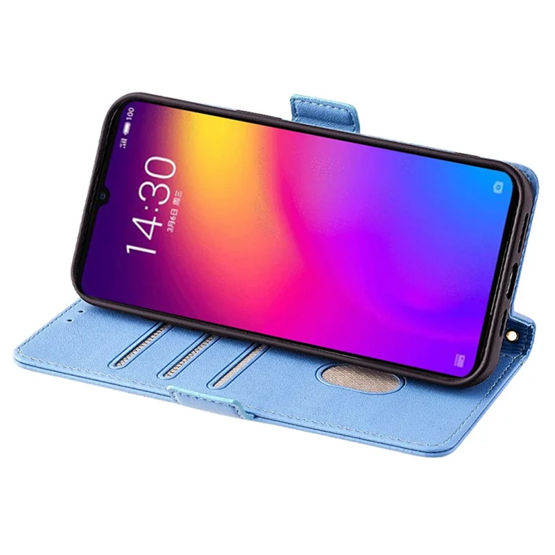 For Meizu Note 9 Case PU Leather Shockproof TPU Shell Wallet Phone Cover RFID Blocking - Blue