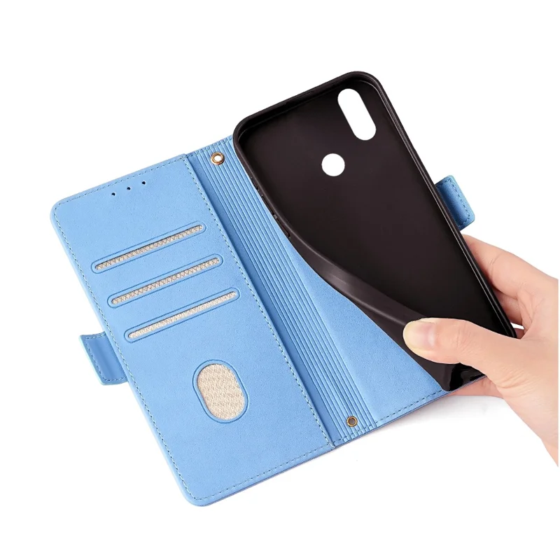 For Meizu Note 9 Case PU Leather Shockproof TPU Shell Wallet Phone Cover RFID Blocking - Blue