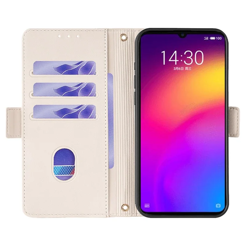 Til Meizu Note 9 Case PU-læder Stødfast TPU-skrog Wallet-telefonbeskyttelse med RFID-blokerering - Hvid