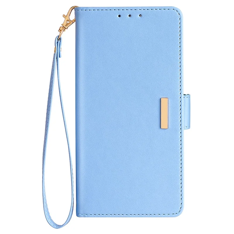 For Honor Magic6 5G Cover TPU+PU Leather Wallet Phone Case with Crossbody Shoulder Strap - Blue