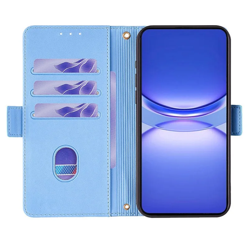 For Honor Magic6 5G Cover TPU+PU Leather Wallet Phone Case with Crossbody Shoulder Strap - Blue