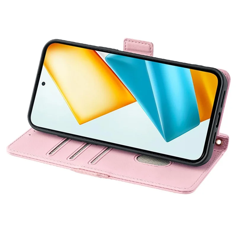 For Honor 90 GT 5G Wallet Case RFID Blocking Leather Phone Cover with 2 Straps - Pink