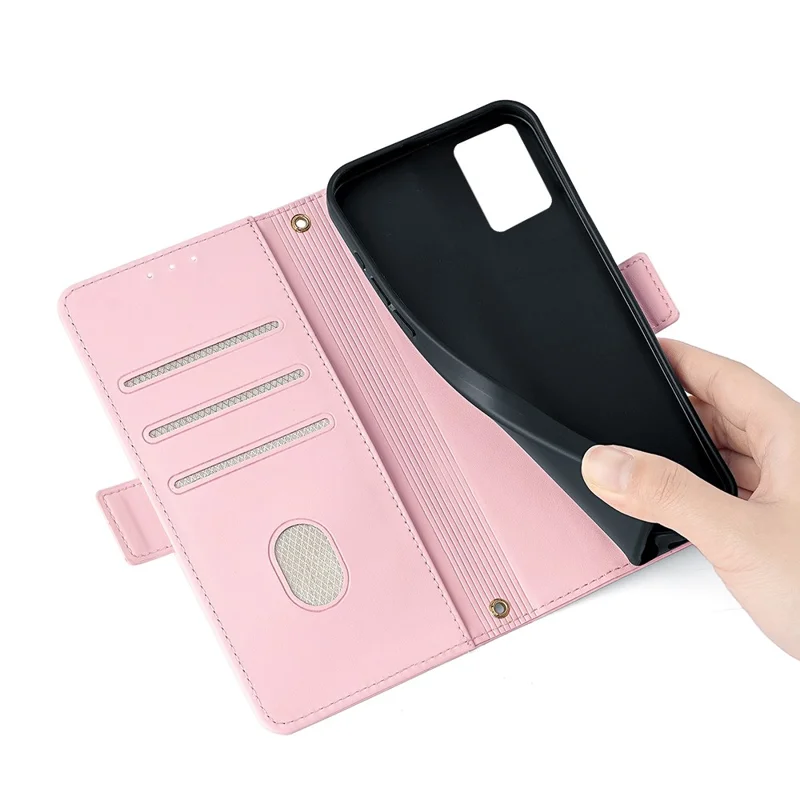 For Honor 90 GT 5G Wallet Case RFID Blocking Leather Phone Cover with 2 Straps - Pink