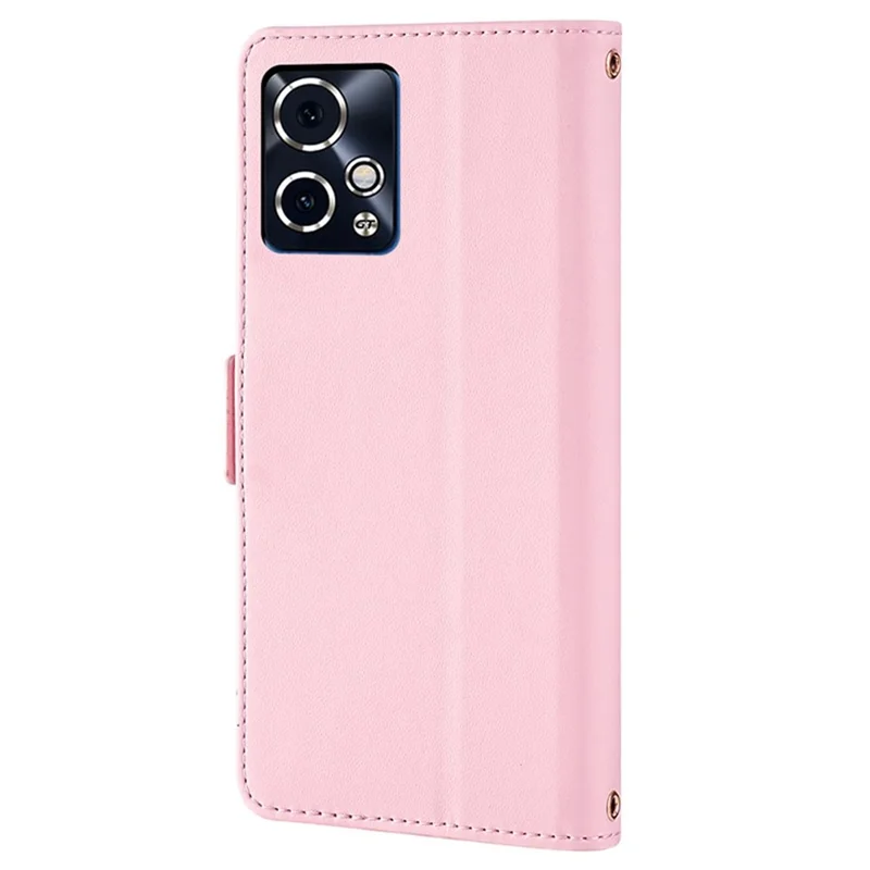 For Honor 90 GT 5G Wallet Case RFID Blocking Leather Phone Cover with 2 Straps - Pink