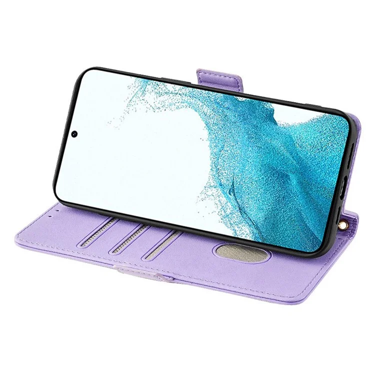 Per Samsung Galaxy A15 4G / 5G Crossbody Wallet Case RFID Blocking Stand PU Leather Phone Cover - Viola