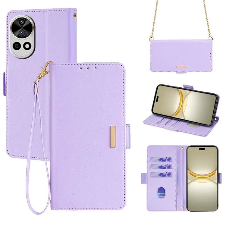 Para Huawei nova 12 Pro 5G / nova 12 Ultra 5G Case RFID Blocking PU Leather Stand Crossbody Phone Cover - Roxo