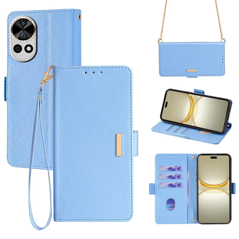 For Huawei nova 12 Pro 5G / nova 12 Ultra 5G Case RFID Blocking PU Leather Stand Crossbody Phone Cover - Blue