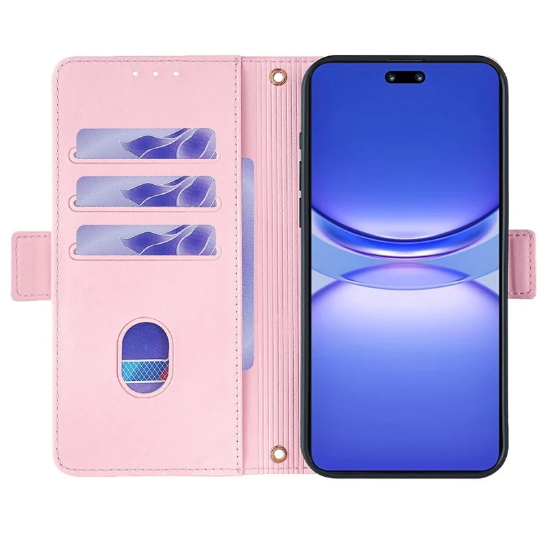 Para Huawei nova 12 Pro 5G / nova 12 Ultra 5G Capa Bloqueio RFID em Couro PU com Suporte e Alça Transversal - Rosa